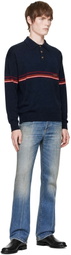 Versace Navy Knit Athleisure Polo