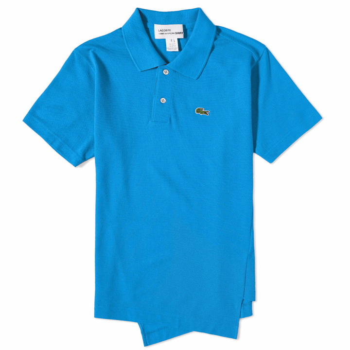 Photo: Comme des Garçons SHIRT Men's x Lacoste Asymmetric Polo Shirt in Blue