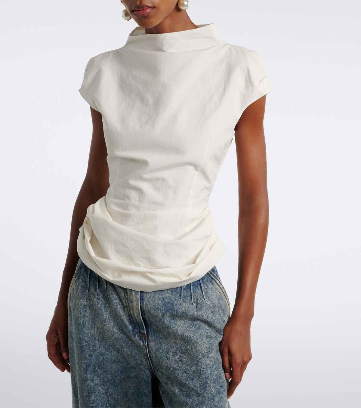 Magda Butrym Draped cotton and silk top