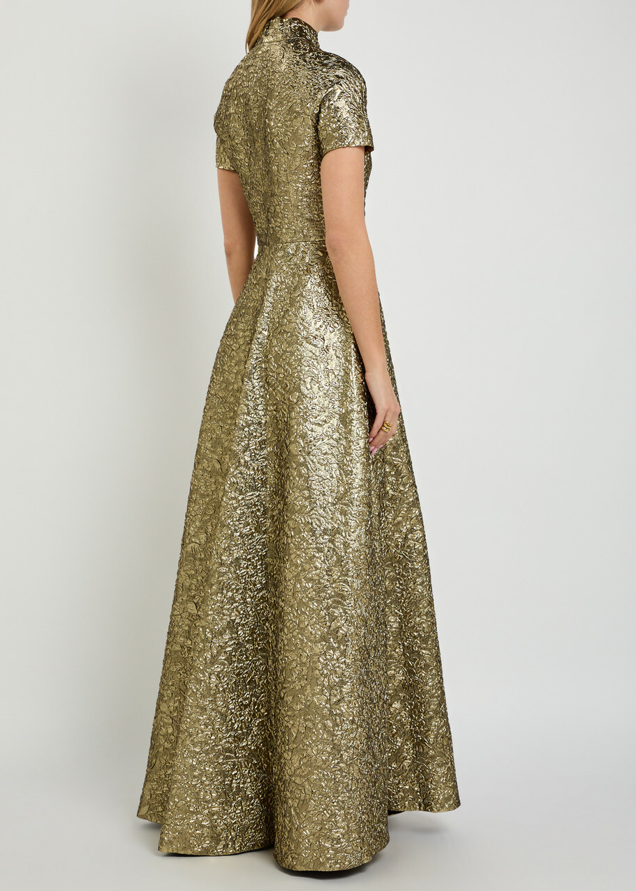 Emilia Wickstead Malinda Floral-jacquard Metallic Cloqué Gown Gold