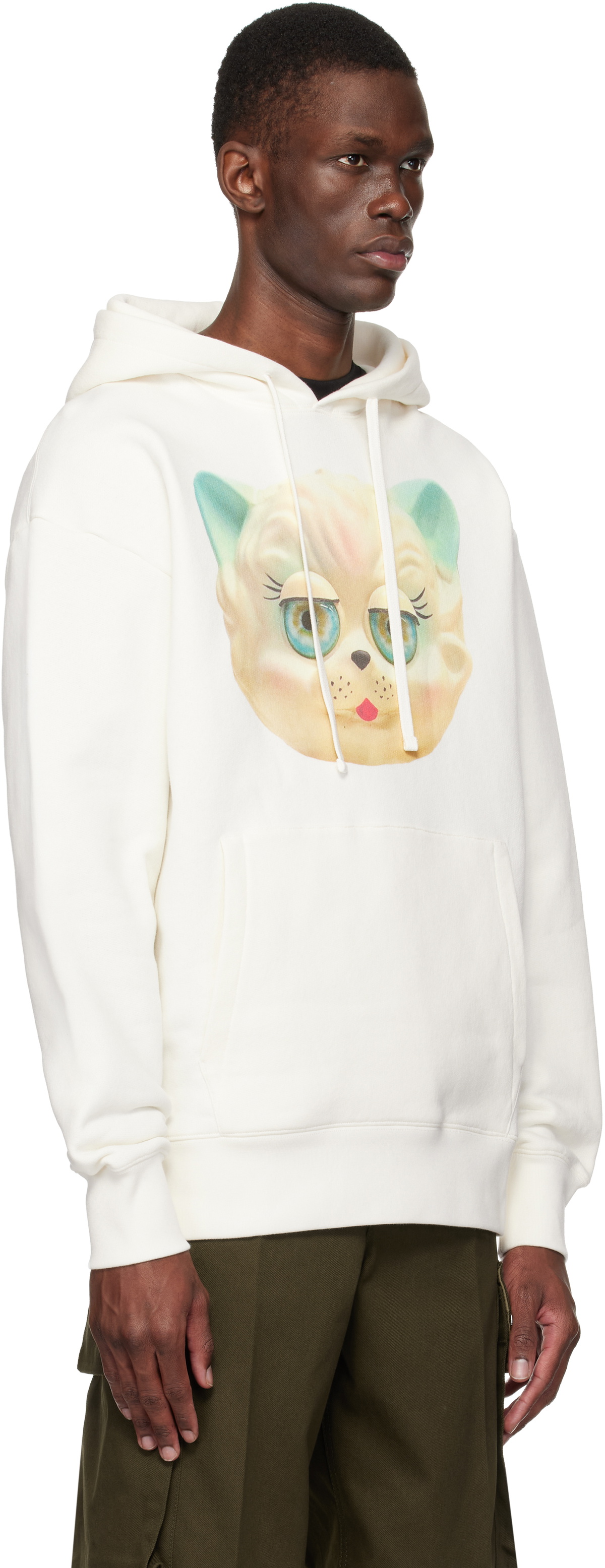Valentino White Cotton 'Le Chat De La Maison' Print Hoodie