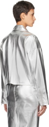 Staud Silver Lennox Faux-Leather Jacket