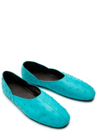 Khaite Jane Ostrich Leather Ballet Flats Light Blue