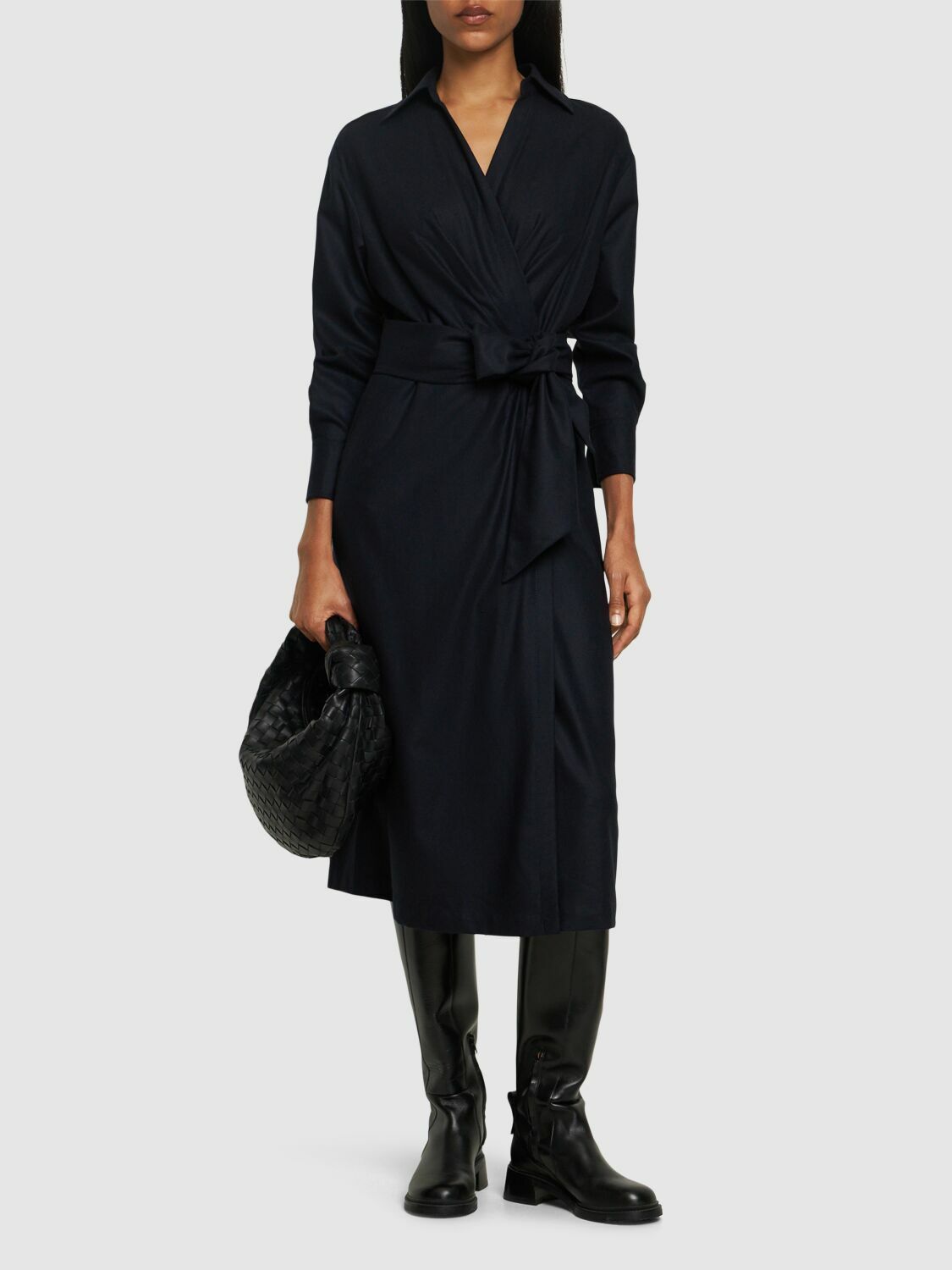 ASPESI Wool Blend Flannel Midi Dress Aspesi