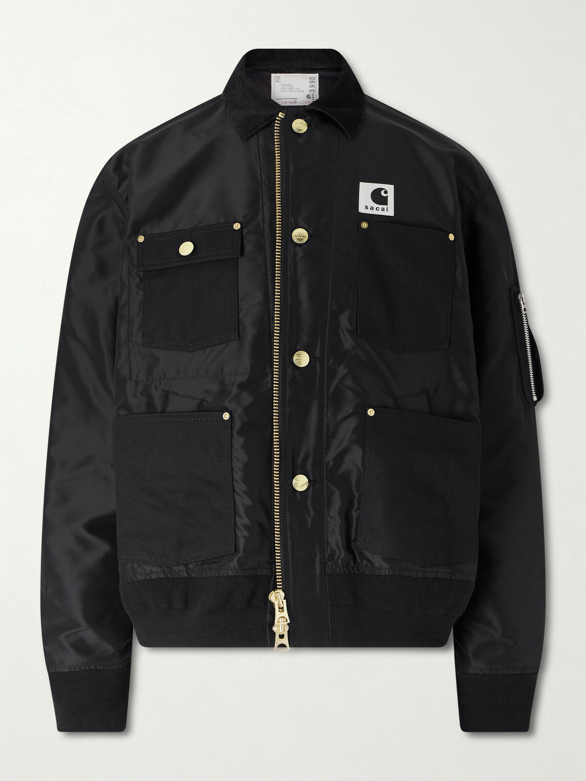 Sacai - Carhart WIP Padded Shell and Cotton-Twill Bomber Jacket - Black
