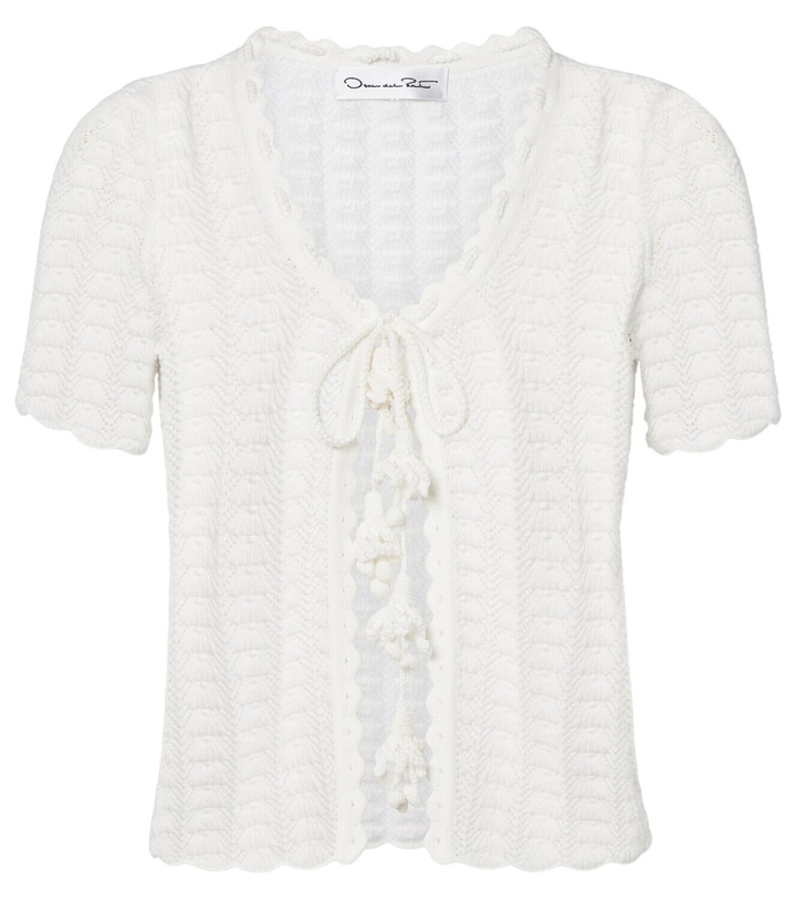 Photo: Oscar de la Renta Pointelle cotton and silk cardigan
