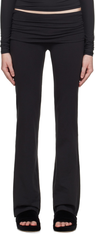 Photo: SKIMS Black Cotton Jersey Foldover Lounge Pants