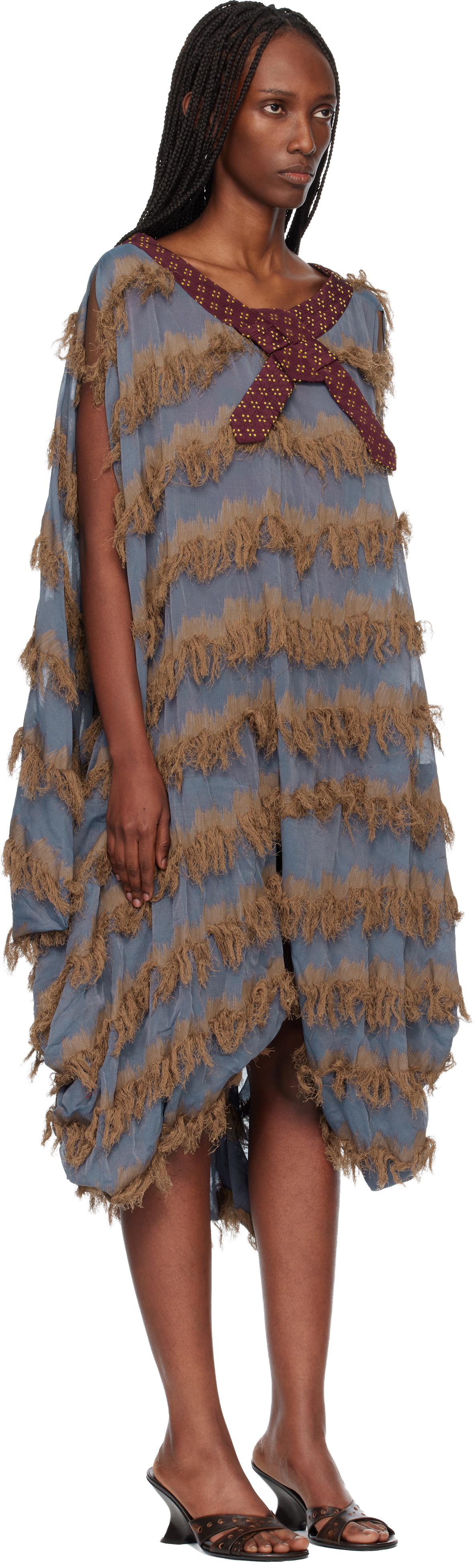 Kiko Kostadinov Blue & Brown Rossi Midi Dress