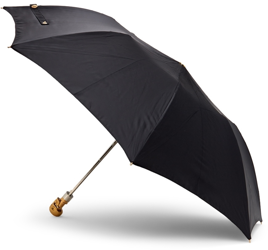 Alexander McQueen Black & Gold Skull Folded Umbrella Alexander McQueen