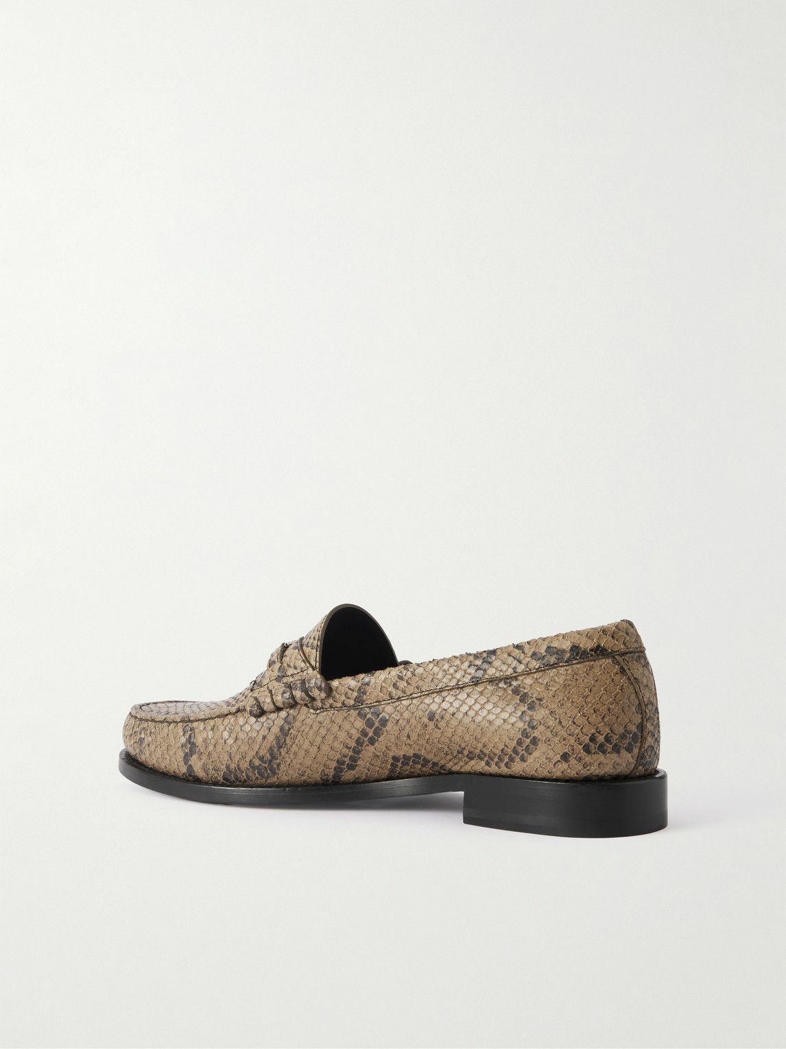 CELINE - Logo-Embellished Snake-Effect Leather Penny Loafers - Brown