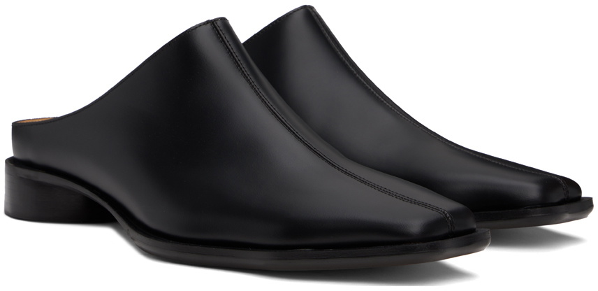 MM6 Maison Margiela Black Leather Slippers MM6 Maison Margiela