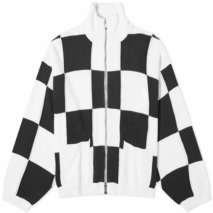 Photo: Cole Buxton Men's Checkered Knit Jacket in Black/White