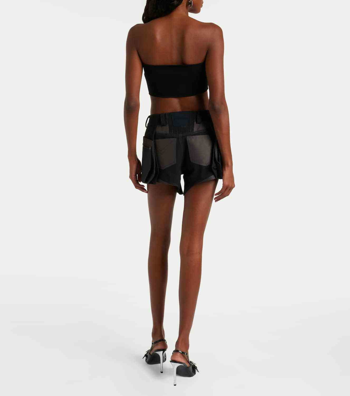 Mugler Belted low-rise cotton cargo shorts
