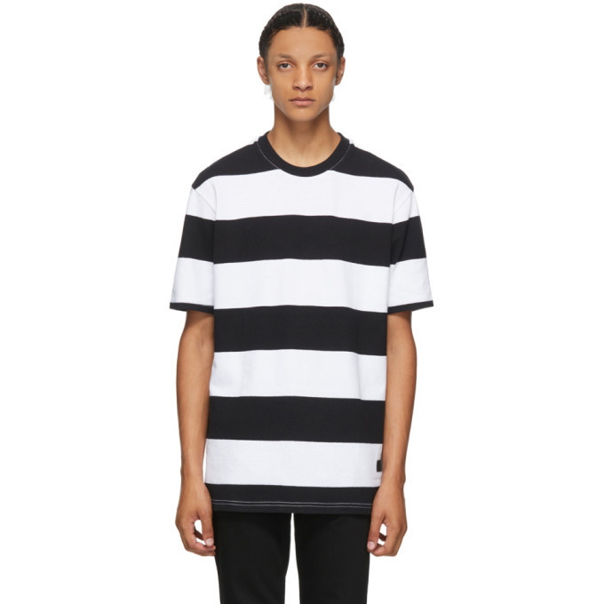 Photo: Givenchy Black and White Striped Logo Patch T-Shirt
