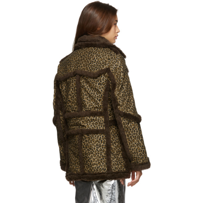 R13 Brown and Tan Imitation Sheepskin Coat R13