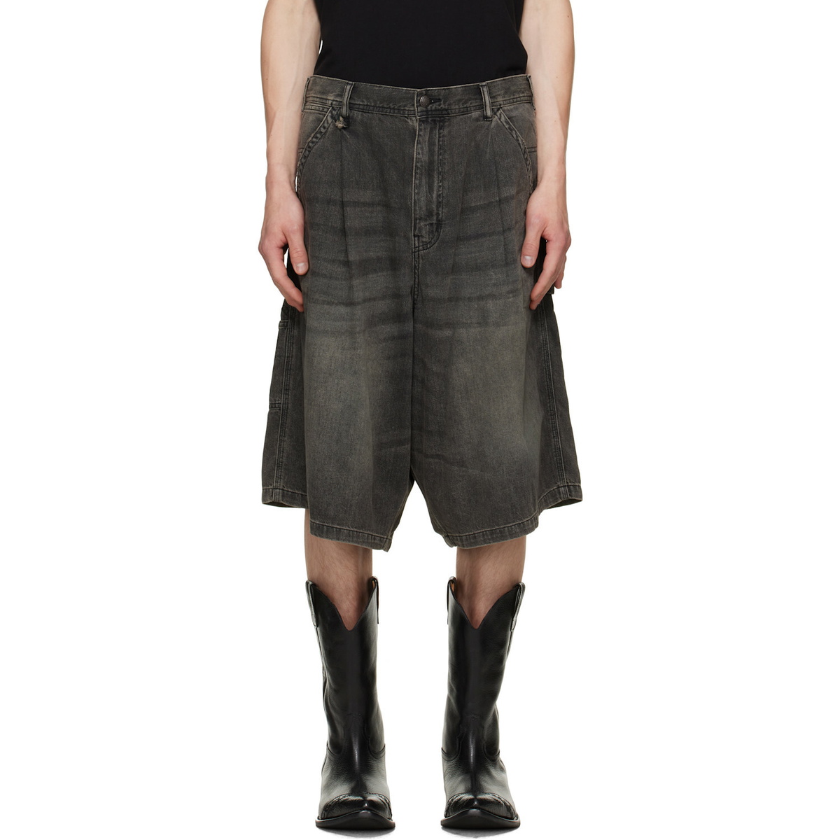 R13 Black Jesse Carpenter Denim Shorts