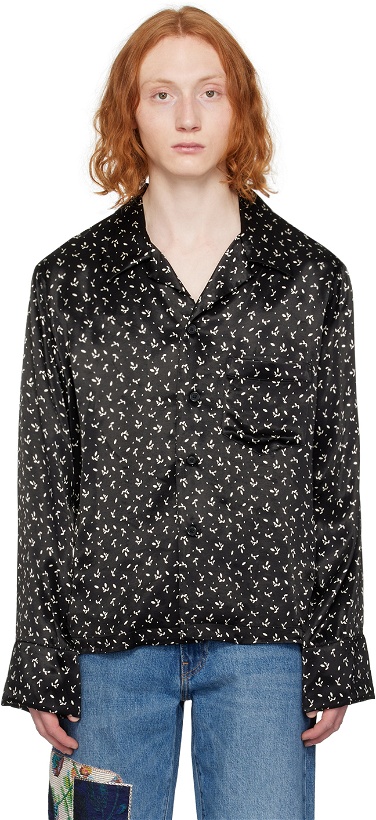 Photo: Anna Sui SSENSE Exclusive Black Mini Rosebud Shirt