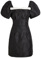 Sister Jane Cocktail Floral-jacquard Woven Mini Dress Black And White