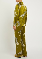 Olivia Von Halle Lila Silk-satin Pyjama set Olive