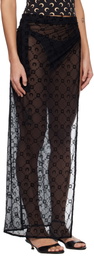 Marine Serre Black Moonogram Meshflock Cover-Up Skirt