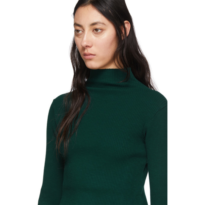 S.R. STUDIO. LA. CA. Green Rib Funnel Neck Turtleneck