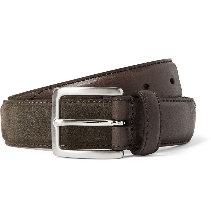 Photo: Anderson's - 3cm Suede and Leather Belt - Army green