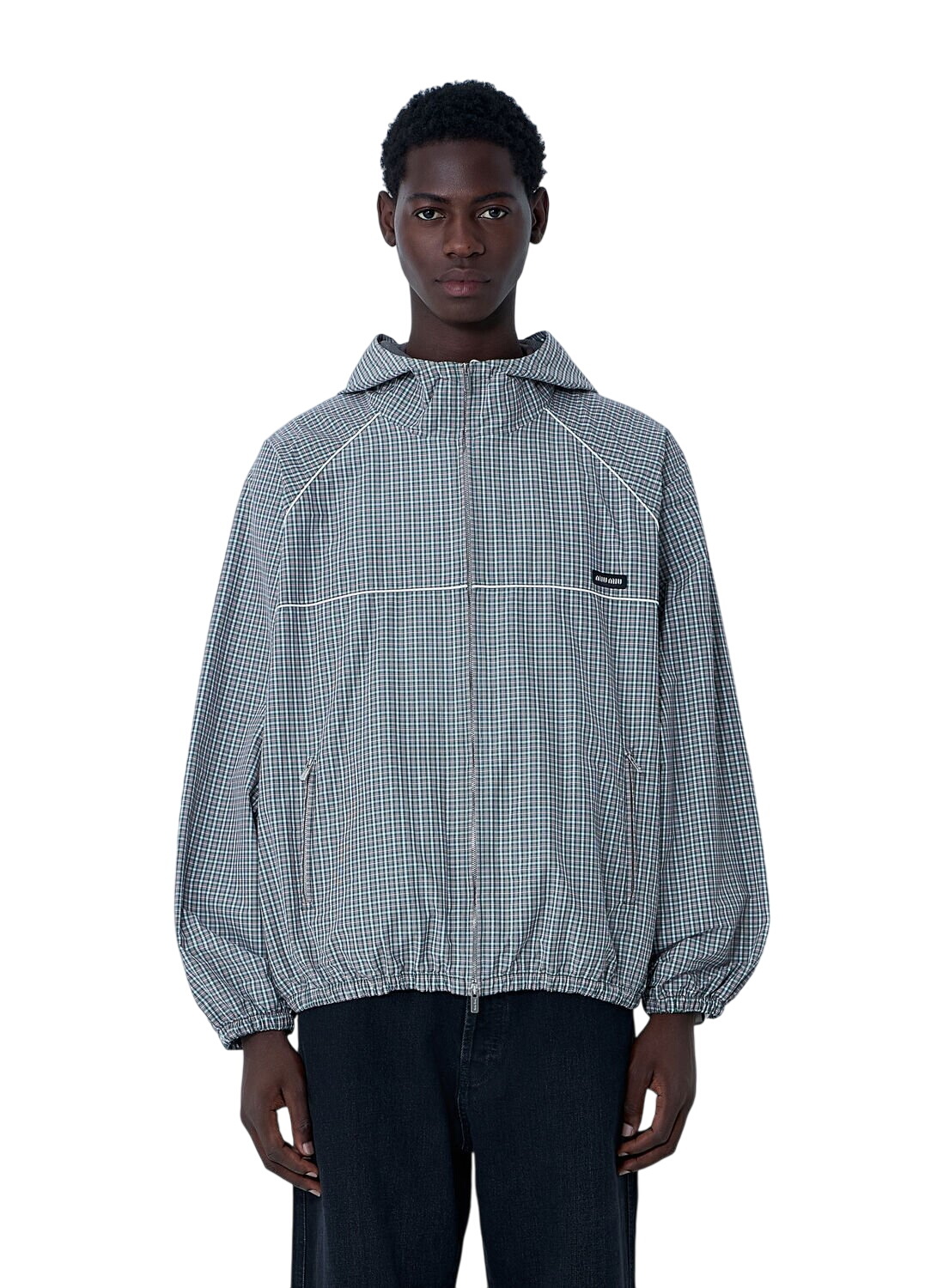 Miu Miu Logo wool gabardine blouson jacket Miu Miu