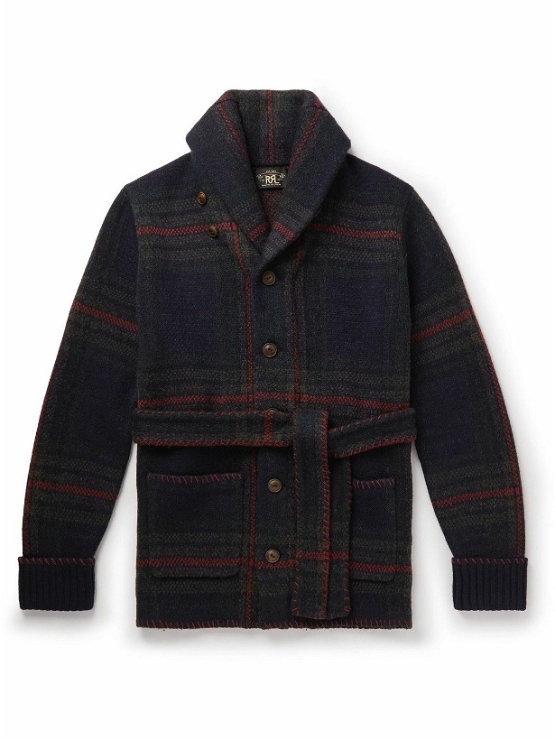 Photo: RRL - Belted Wool and Linen-Blend Cardigan - Blue