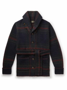 RRL - Belted Wool and Linen-Blend Cardigan - Blue