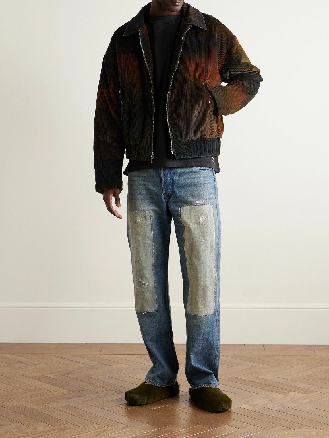 The Elder Statesman - Ombré Cotton-Corduroy Bomber Jacket - Brown