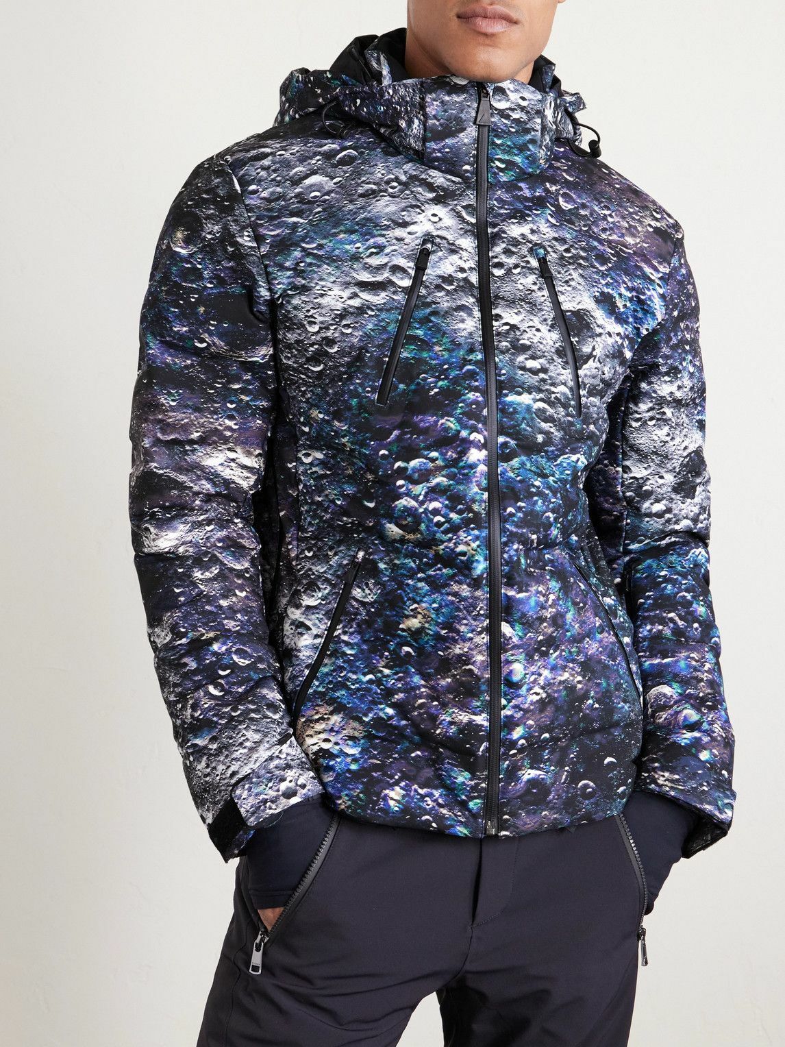 Aztech Mountain - MDJ Nuke Suit Printed Quilted Hooded Down Ski Jacket - Blue