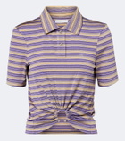 Rabanne Cutout gathered striped crêpe top