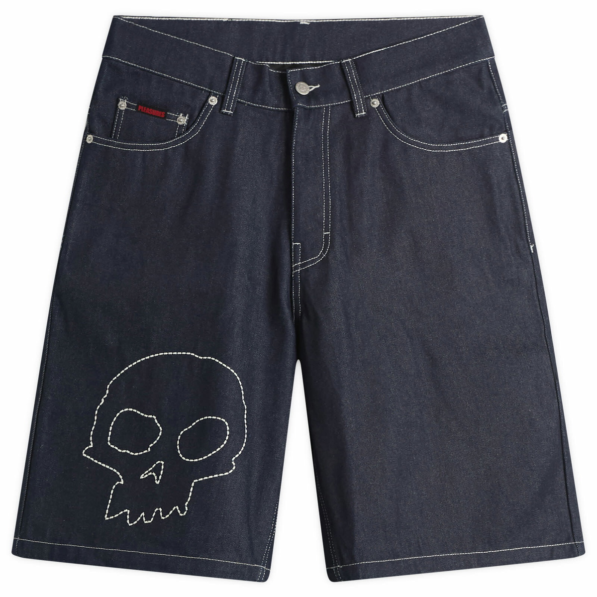 Pleasures Men's x Zero Skull Denim Shorts in Raw