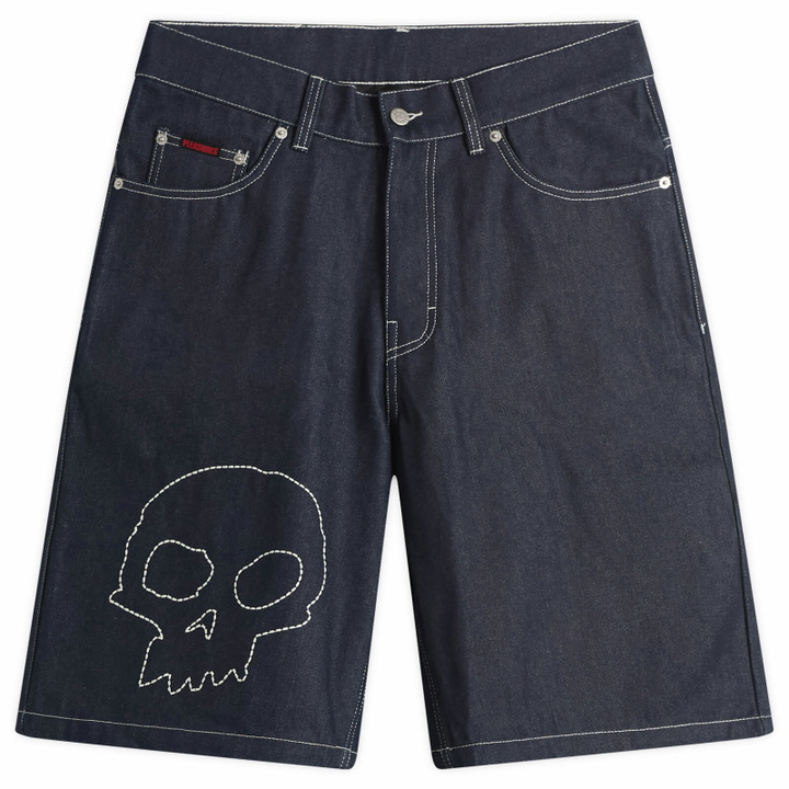 Photo: Pleasures Men's x Zero Skull Denim Shorts in Raw