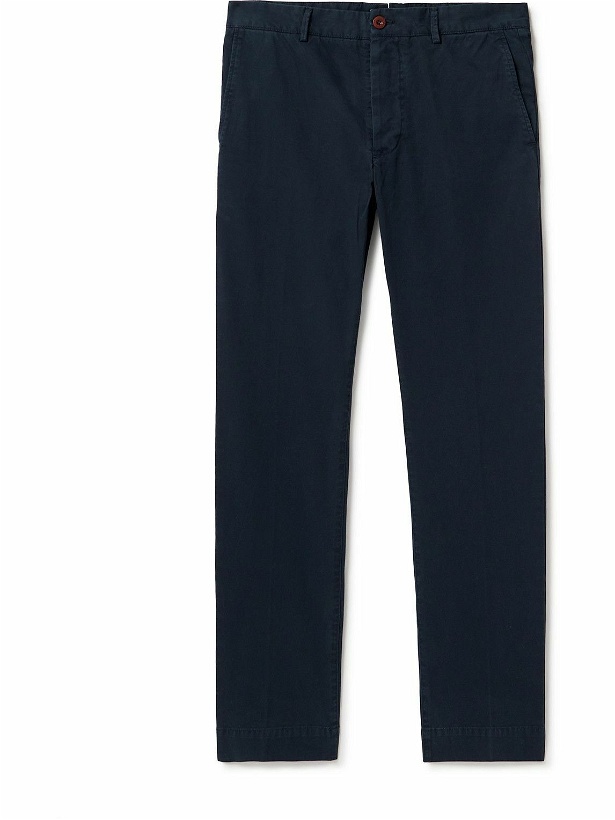 Photo: Sid Mashburn - Field Slim-Fit Tapered Garment-Dyed Cotton-Twill Trousers - Blue
