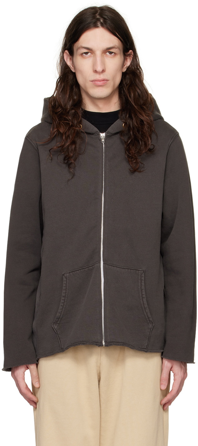 Les Tien Gray Raw Zip Hoodie Les Tien 