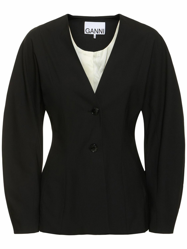 Photo: GANNI Drapey Mélange Fitted Blazer