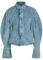 A.W.A.K.E Mode Tie-neck Washed Denim Shirt Indigo