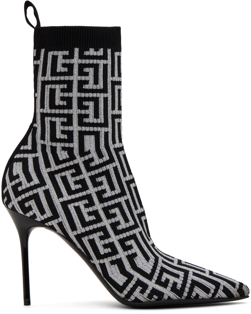 BALMAIN 26S BOOTS 95 MM IN BLACK FLYKNIT STYLE 5