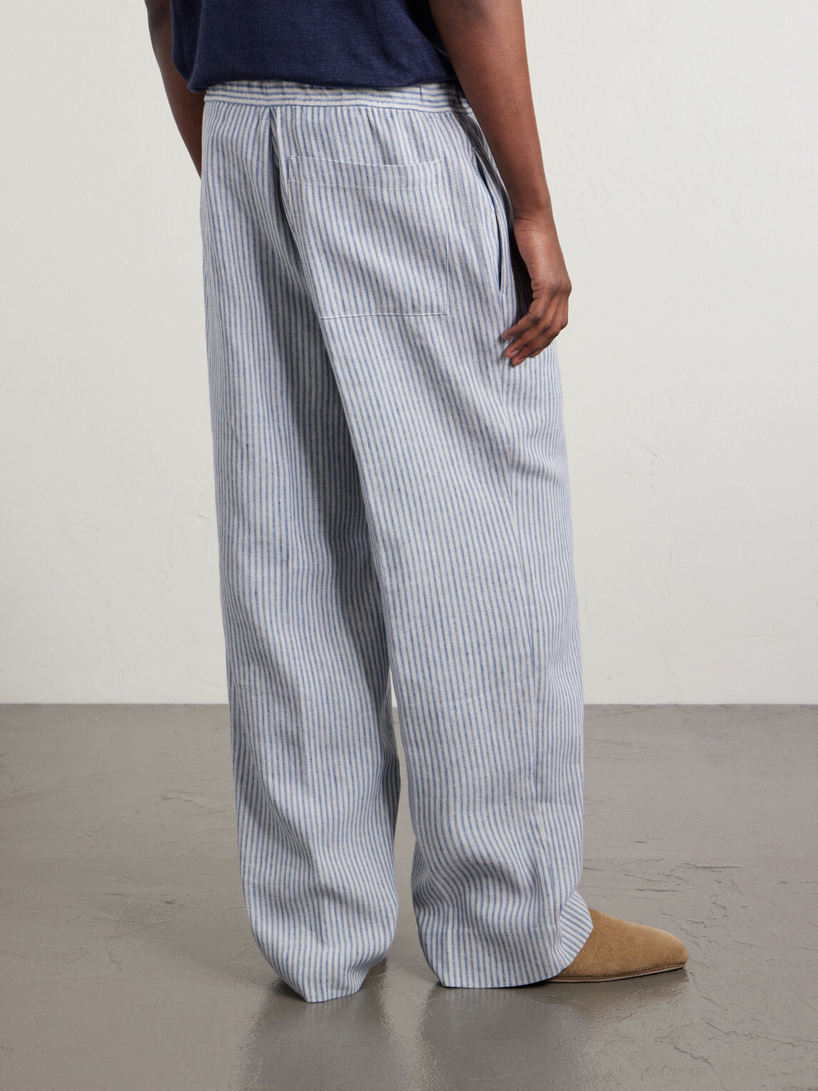 Officine Générale - Nilson Straight-Leg Striped Linen and Cotton-Blend Trousers - Blue