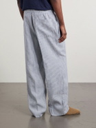 Officine Générale - Nilson Straight-Leg Striped Linen and Cotton-Blend Trousers - Blue