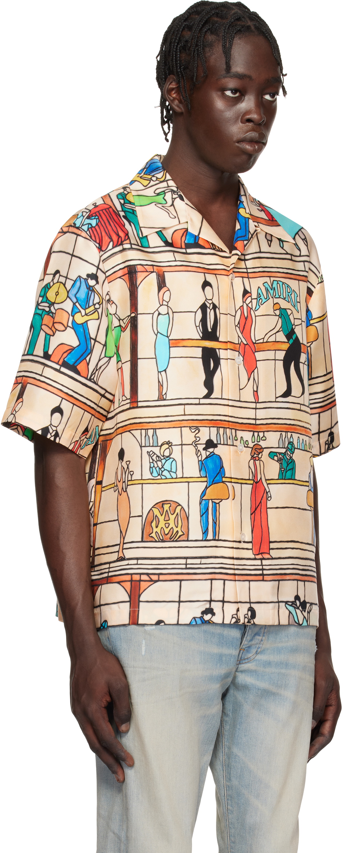 AMIRI Beige 'Amiri' Pool Hall Bowling Shirt Amiri