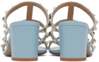 Valentino Garavani Blue Rockstud Calfskin Heeled Sandals