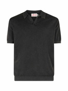 MC2 Saint Barth Black Buttonless Knitted Polo Shirt Sloan With Vintage Treatment