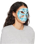 Ashley Williams Blue & Off-White Check Face Mask