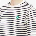 Wood Wood Men's Long Sleeve Mel Stripe T-Shirt in Off-White/Navy Stripe
