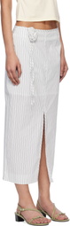 Kijun White Stripe Corsage Maxi Skirt
