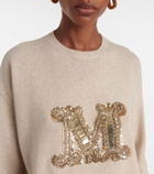 Max Mara Logo embellished wool and cashmere sweater