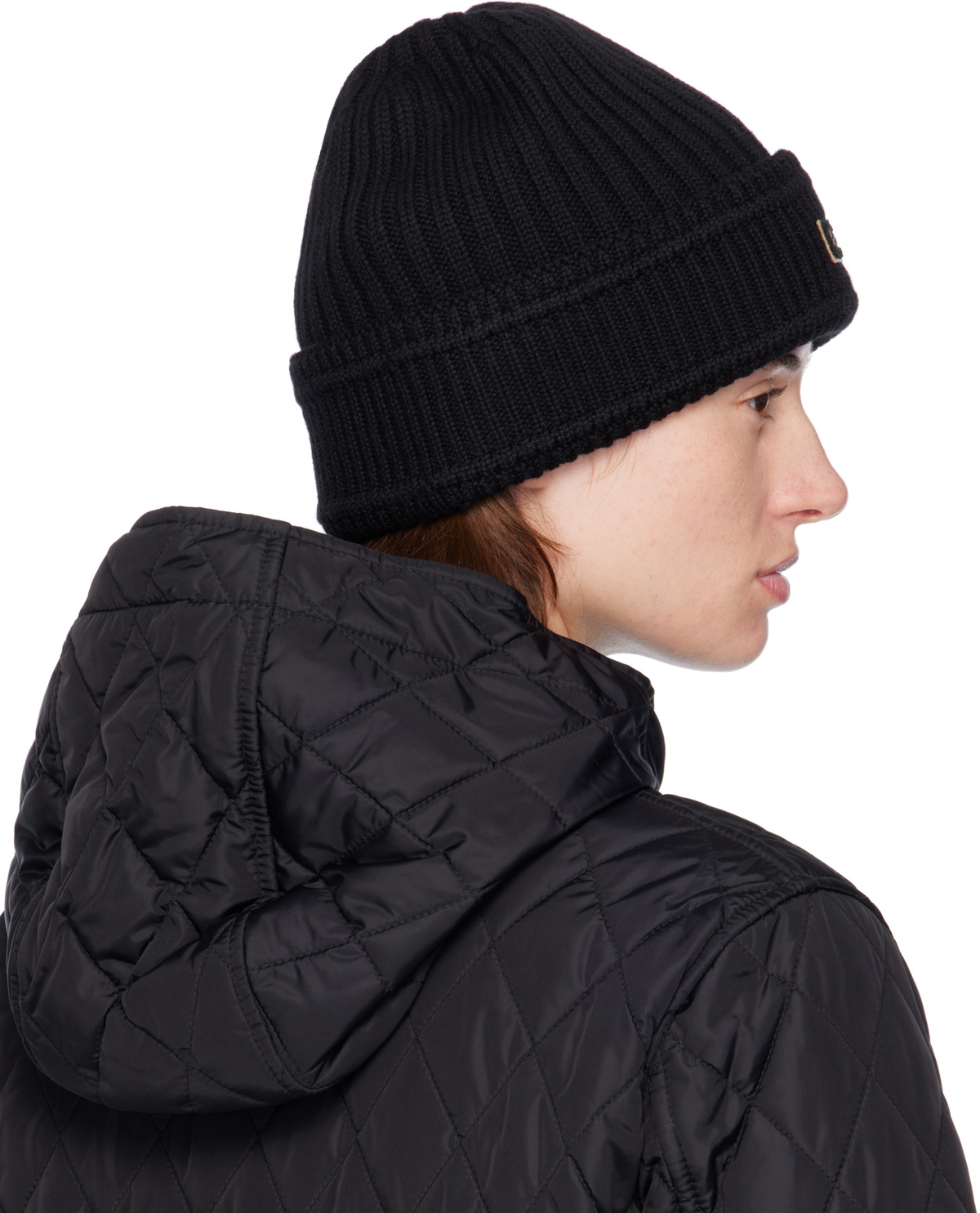 Burberry Black Logo Wool Beanie