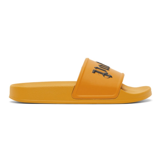 Photo: Palm Angels Orange Logo Pool Slides